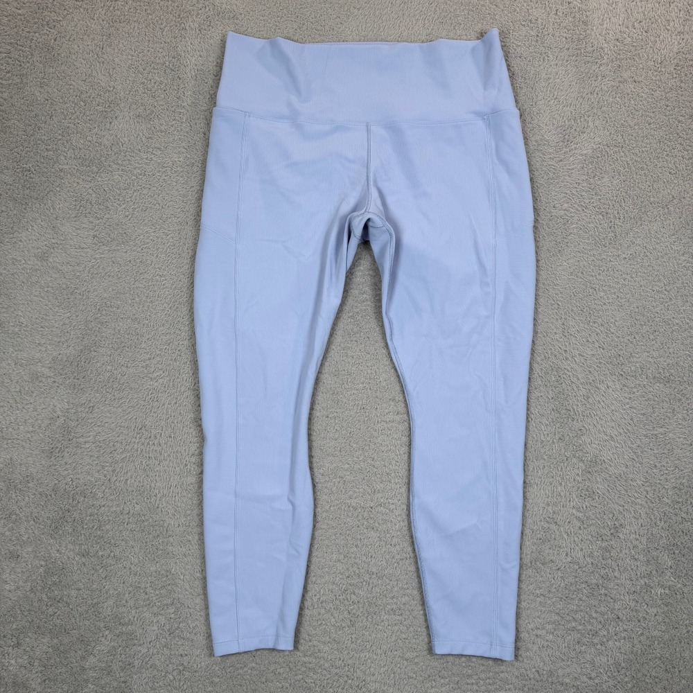Calia Ribbed High Rise Pocket Leggings Light Blue XXL Activewear Womens Gym